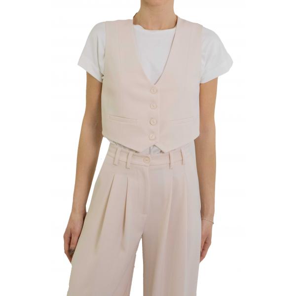 Gilet cropped con bottoni e tasche frontali Please